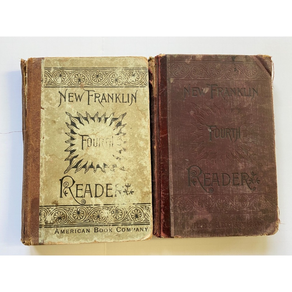 Lot Set of‎ 2 Antique New Franklin Fourth Reader with Lessons in Elocution 1884